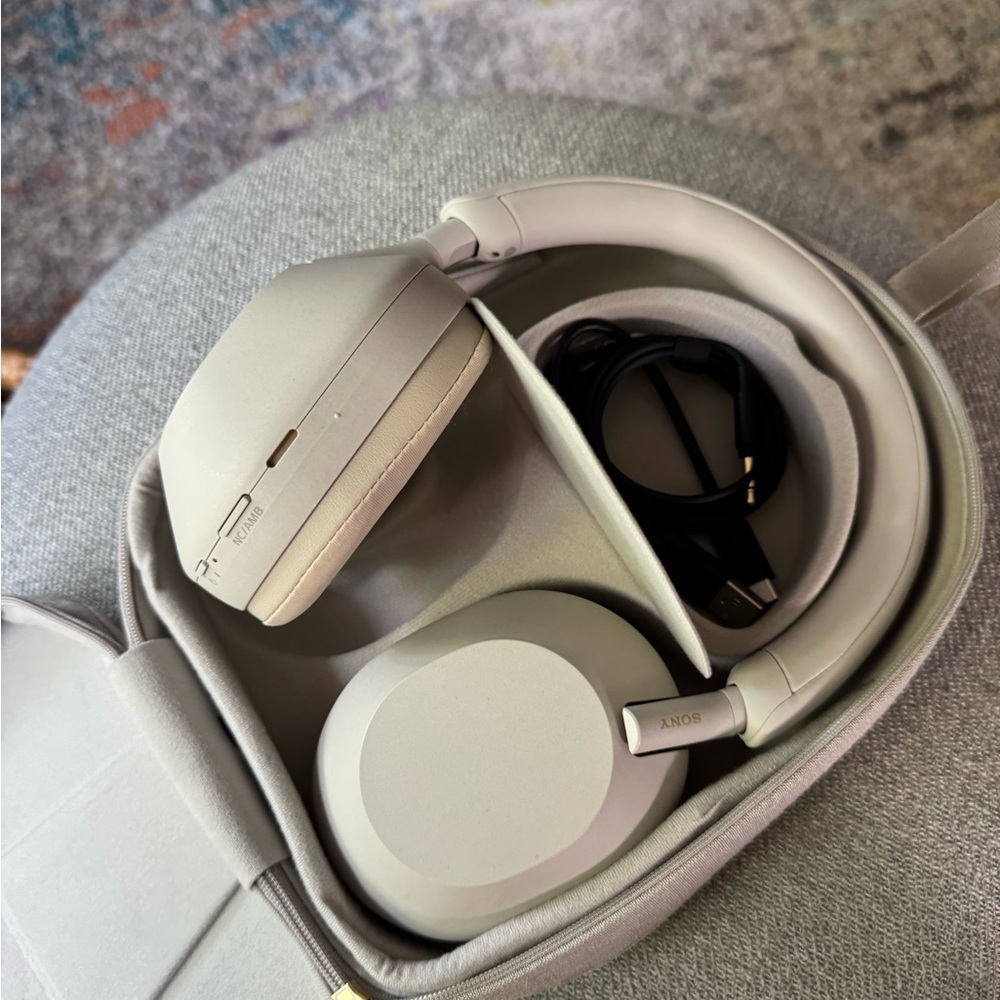 Sony Wireless Over-Ear Headphones in Light Beige